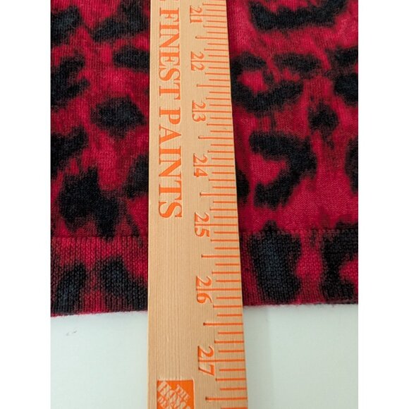 Talbots Merino Wool Animal Print Cardigan Womens Size 2X Red Button Front - Picture 11 of 11